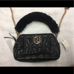 River Island black faux fur Purse